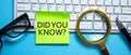 Did you know? message on sticky note Royalty Free Stock Photo