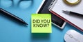 Did you know? message on sticky note Royalty Free Stock Photo