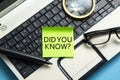 Did you know? message on sticky note Royalty Free Stock Photo
