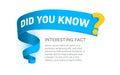 Did you know question banner template, blue creative ribbon for title of text block, interesting fact popup window