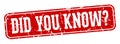 did you know rectangular sign. did you know stamp Royalty Free Stock Photo