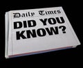Did You Know Spinning Newspaper Headline News Update 3d Illustration