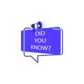 did you know? tag, color, megaphone, blue icon