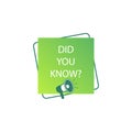 did you know? tag, color, megaphone, green icon