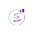 did you know? tag, color, megaphone icon