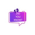 did you know? tag, color, megaphone, purple icon