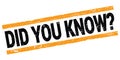 DID YOU KNOW? text on black-orange rectangle stamp sign Royalty Free Stock Photo