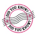 DID YOU KNOW?, text on pink-black grungy postal stamp Royalty Free Stock Photo