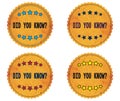 DID YOU KNOW text, on round wavy border vintage, stamp badge. Royalty Free Stock Photo