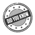 DID YOU KNOW text written on black grungy round stamp Royalty Free Stock Photo