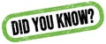 DID YOU KNOW?, text written on green-black stamp sign Royalty Free Stock Photo