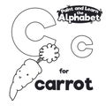 Didactic Alphabet to Color it, with Letter C and Carrot, Vector Illustration Royalty Free Stock Photo