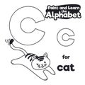 Didactic Alphabet to Color it, with Letter C and Cat, Vector Illustration Royalty Free Stock Photo