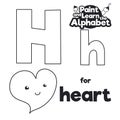 Didactic Alphabet to Color it, with Letter H and Heart, Vector Illustration Royalty Free Stock Photo