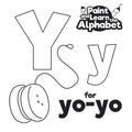 Didactic Alphabet to Color it, with Letter Y and Yo-yo, Vector Illustration