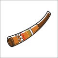 Didgeridoo musical instrument isolated on white vector illustration Royalty Free Stock Photo
