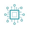 Didgital technology. Computer or server processor concept. Large computational power. Flat vector illustration isolated