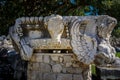 Temple of Apollo in Didyma Didymaion ancient city. Detail of architectural ornament.