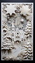 Die-cut Christmas card or D winter atmosphere, Christmas trees and stars Christmas card as a symbol of remembrance of the birth of