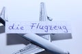 Die Flugzeug word in German for Plane in English Royalty Free Stock Photo