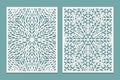 Die and laser cut decorative panels with snowflakes image. Lazer cutting lacy borders. Set of Wedding Invitation or greeting card