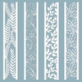 Die and laser cut ornamental panels with floral pattern. leaves, berries, fern. Laser cut decorative lace borders patterns. Set of Royalty Free Stock Photo