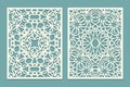 Die and laser cut ornamental panels with Islamic ornament with stars. Laser cutting decorative lace borders patterns. Set of Royalty Free Stock Photo