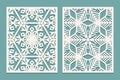 Die and laser cut ornamental panels with snowflakes pattern. Laser cutting decorative lace borders patterns. Set of Wedding Invita