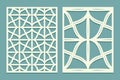 Die and laser cut screen panels with cell pattern. Laser cutting decorative grid borders patterns. Set of Wedding Invitation or