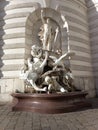 Die Macht zu Lande fountain with white human sculptures in Vienna, Austria