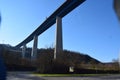 Dieblich, Germany - 02 08 2023: MoseltalbrÃ¼cke, several pylons on HunsrÃ¼ck side Royalty Free Stock Photo