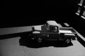 diecast or car toys in black and white mode