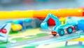 Diecast Construction Toys, Blue color Excavator Toys. Diorama of excavator toys Royalty Free Stock Photo