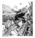 Death of Montezuma vintage illustration