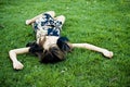 Died or resting woman in the grass Royalty Free Stock Photo