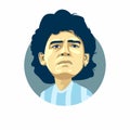 Diego Maradona vector portrait illustration, cute caricature