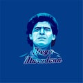 Diego Maradona vector portrait illustration