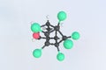 Dieldrin molecule, isolated molecular model. 3D rendering Royalty Free Stock Photo