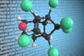 Dieldrin scientific molecular model, 3D rendering Royalty Free Stock Photo