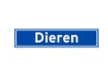 Dieren isolated Dutch place name sign. City sign from the Netherlands.