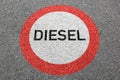 Diesel driving ban road sign roadsign street not allowed restricted zone Royalty Free Stock Photo