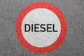 Diesel driving ban road sign roadsign street not allowed zone Royalty Free Stock Photo