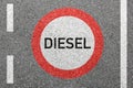 Diesel driving ban on a road sign roadsign street not allowed zone Royalty Free Stock Photo