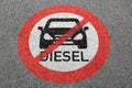 Diesel driving ban road sign street car no not allowed restricted zone Royalty Free Stock Photo