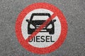 Diesel driving ban road sign street car no not allowed zone Royalty Free Stock Photo