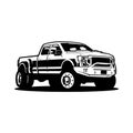 Diesel dually truck silhouette side view vector isolated in white background Royalty Free Stock Photo