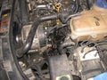 Diesel engine in the car during the fuel filter change