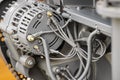 Diesel engine closeup, alternator detail