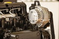 Diesel engine closeup, alternator detail