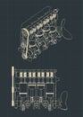 Diesel engine Cutaway drawings Royalty Free Stock Photo
